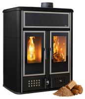 Klover DUAL Hybrid Kombi Kaminofen Holz Pellet wasserführend Schwarz 27,4 kw